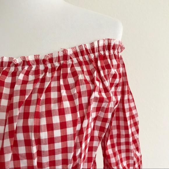 5 ⭐️ FLIRTY CHECKERED FLARE SLEEVES TOP - Picture 4 of 4